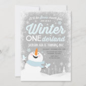 Winter ONEderland Birthday Uitnodiging Snowman Blu (Voorkant)