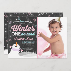 Winter ONEderland Birthday Uitnodiging Snowman Pin
