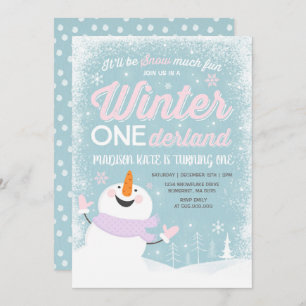 Winter ONEderland Birthday Uitnodiging Snowman Pin