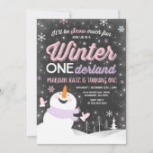 Winter ONEderland Birthday Uitnodiging Snowman Pin (Voorkant)