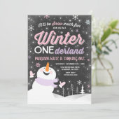 Winter ONEderland Birthday Uitnodiging Snowman Pin (Staand voorkant)