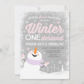 Winter ONEderland Birthday Uitnodiging Snowman Pin (Voorkant)