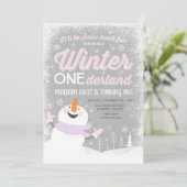 Winter ONEderland Birthday Uitnodiging Snowman Pin (Staand voorkant)