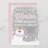 Winter ONEderland Birthday Uitnodiging Snowman Pin (Voorkant / Achterkant)