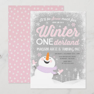 Winter ONEderland Birthday Uitnodiging Snowman Pin
