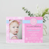 Winter Onederland Birthday Uitnodigingen (Staand voorkant)