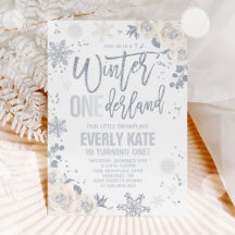 Winter ONEderland Birthday White en Silver Floral