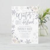 Winter ONEderland Birthday White en Silver Floral Kaart (Staand voorkant)