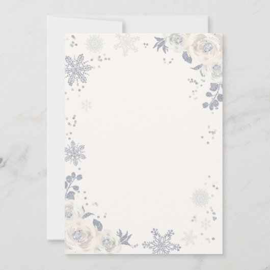 Winter ONEderland Birthday White en Silver Floral Kaart (Achterkant)