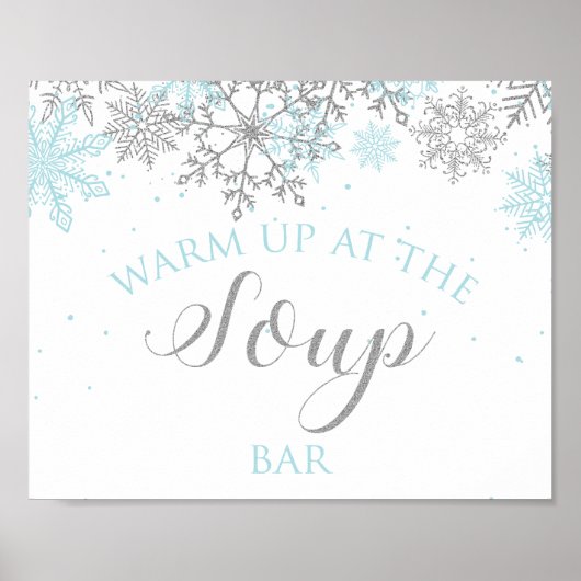 Winter Onederland Blauw en Zilver Soepbar Poster (Voorkant)