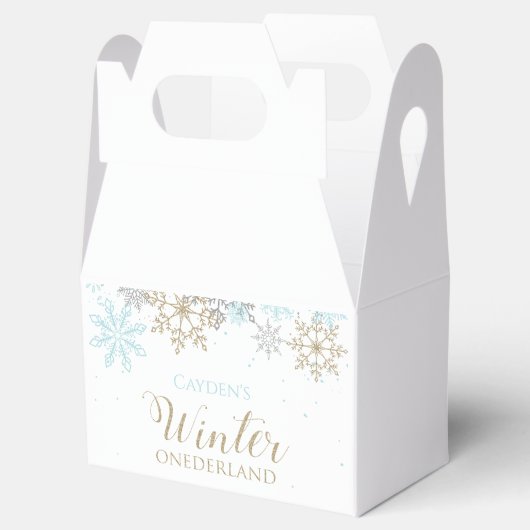 Winter Onederland Blauw Goud Sneeuwvlok Bedankdoosjes (Geopend)