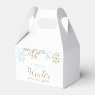 Winter Onederland Blauw Goud Sneeuwvlok Bedankdoosjes