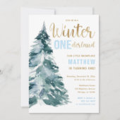 Winter ONEderland blauw goudjongen 1 verjaardag Kaart (Voorkant)