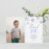 Winter ONEderland Blauw Sneeuwvlok Verjaardagsfees Bedankkaart (Staand voorkant)