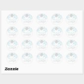 Winter Onederland Blauw Zilver Sneeuwvlok Favor Ronde Sticker (Vel)
