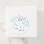 Winter Onederland Blauw Zilveren Sneeuwvlok Bedankjes Labels (In situ)