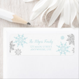 Winter Onederland Blauw Zilveren sneeuwvlok Etiket