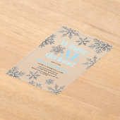 Winter Onederland Blauw Zilveren Sneeuwvlok Verjaa Acryl Uitnodigingen (Laagn)