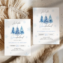Winter Onederland Blauwe 1e Verjaardagsuitnodiging