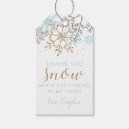 Winter Onederland Blauwe en Gouden Sneeuwvlok Labe Cadeaulabel