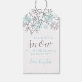 Winter Onederland Blauwe en Zilveren Sneeuwvlok Ta Cadeaulabel