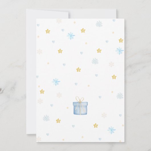 Winter ONEderland Blauwe Kerstdag Uitnodiging (Achterkant)