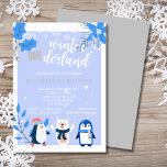 Winter onederland blauwe pinguïn polar beer kaart<br><div class="desc">Eenvoudige en moderne eerste verjaardag uitnodiging. Gemakkelijk aan te passen en maak het van u. Voor bijpassende briefpapier en feestartikelen,  bezoek Blue Winter Onederland voor alles wat je nodig hebt om een modern en chique feest te geven. Borden,  servetten,  bedankkaarten,  uitnodigingen,  gunstbox,  welkomstbord,  baby shower spelletjes en meer.</div>
