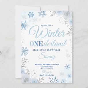 Winter ONEderland Blauwe Sneeuwvlok 1e Uitnodiging