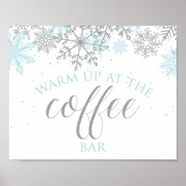 Winter Onederland blauwe Sneeuwvlok Koffie Bord Poster