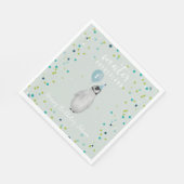 Winter Onederland Blauwe Verjaardag Ballon Penguin Servet (Hoek)