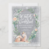 Winter ONEderland Bloemen Zilveren Bos Verjaardag Kaart (Voorkant)