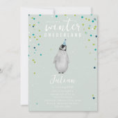 Winter Onederland Blue Birthday Penguin Confetti Kaart (Voorkant)