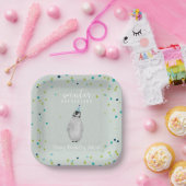 Winter Onederland Blue Birthday Penguin Confetti Papieren Bordje (Feest)