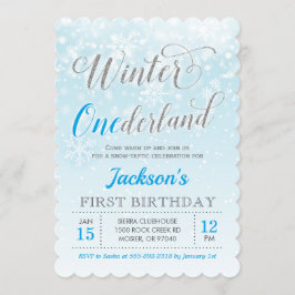 Winter Onederland Blue Boy Eerste Verjaardagsfeest Kaart