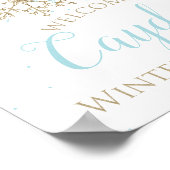 Winter Onederland Blue en Gold Welcome Sign Poster (Hoek)