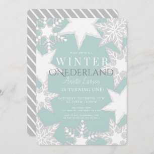 Winter Onederland Blue en Silver 1e verjaardag Kaart