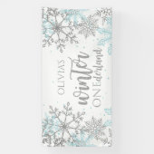 Winter Onederland Blue en Silver Snowflake Spandoek (Verticaal)