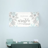 Winter Onederland Blue en Silver Snowflake Spandoek (Beurs)