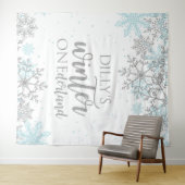 Winter Onederland Blue en Silver Snowflake Wandkleed (In Situ (horizontaal))