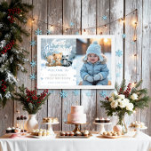 Winter Onederland Blue First Photo Welcome Sign Poster