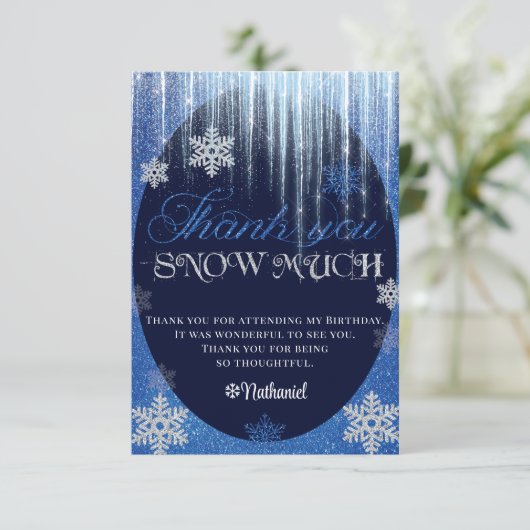 Winter ONEderland Blue Flat Hartelijk dank Bedankkaart (Staand voorkant)