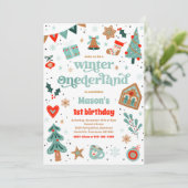 Winter ONEderland Blue Kerstmis feestdag Kaart (Staand voorkant)