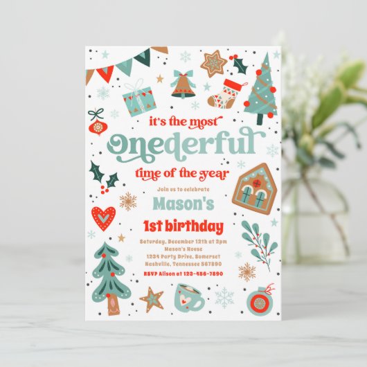 Winter ONEderland Blue Kerstmis feestdag Kaart (Staand voorkant)