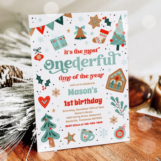 Winter ONEderland Blue Kerstmis feestdag Kaart