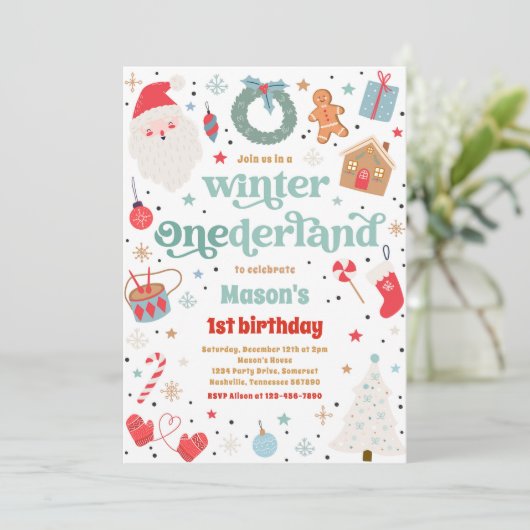 Winter ONEderland Blue Kerstmis feestdag Kaart (Staand voorkant)