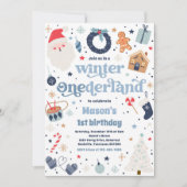 Winter ONEderland Blue Kerstmis feestdag Kaart (Voorkant)