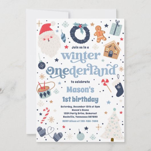 Winter ONEderland Blue Kerstmis feestdag Kaart (Voorkant)