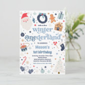 Winter ONEderland Blue Kerstmis feestdag Kaart (Staand voorkant)