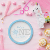 Winter ONEderland Blue Silver 1st Birthday Papieren Bordje (Feest)