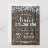 Winter Onederland Blue Silver Boy 1e verjaardag Kaart (Voorkant)